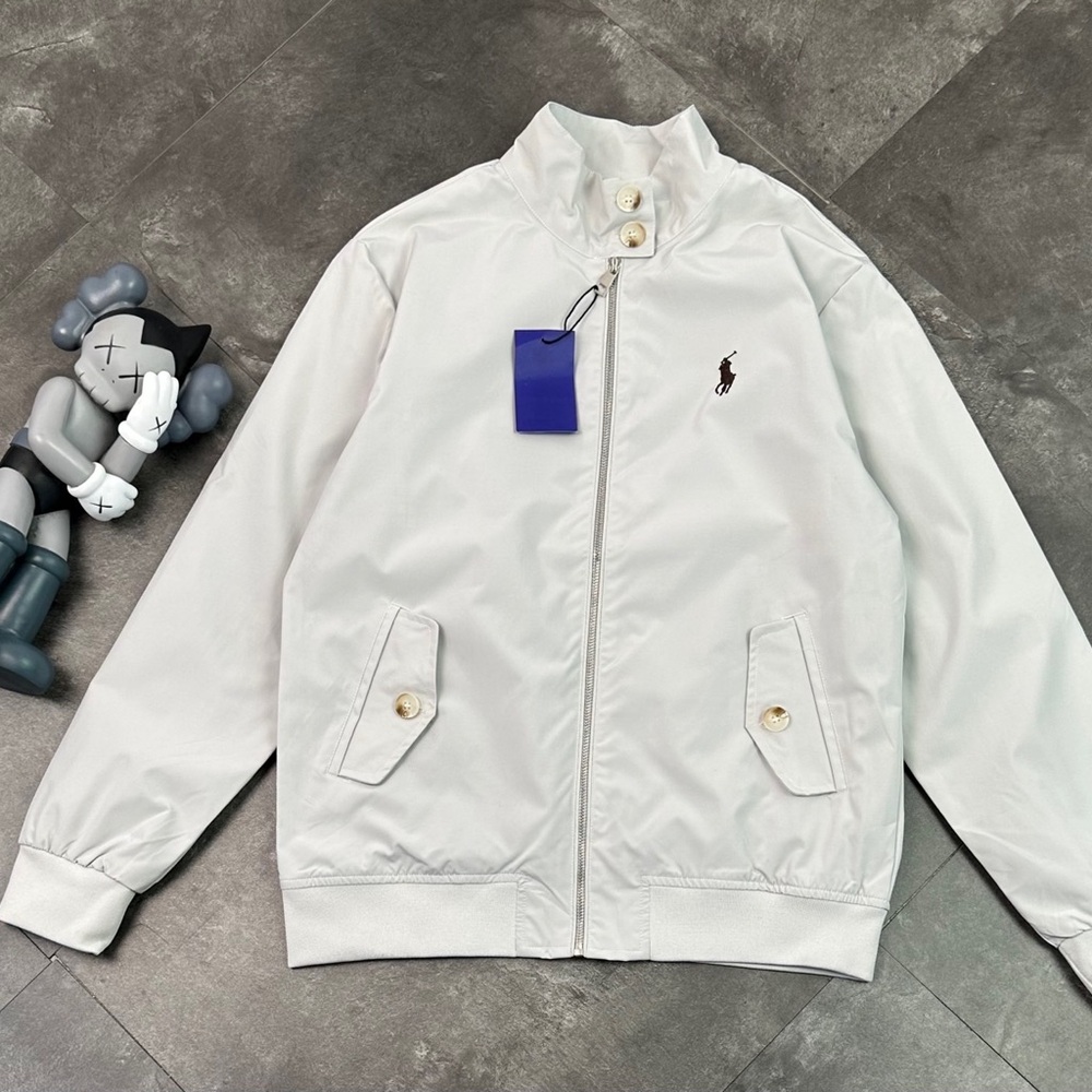 Ralph Lauren Men’s White Zip Bomber Jacket with Pony Logo